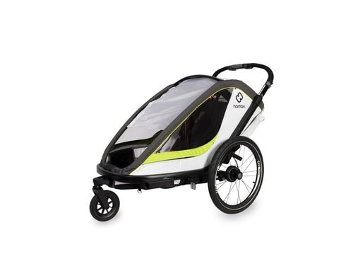 Hamax Breeze 400201, weiss/grün inkl. Fahrradarm & Kinderwagenrad