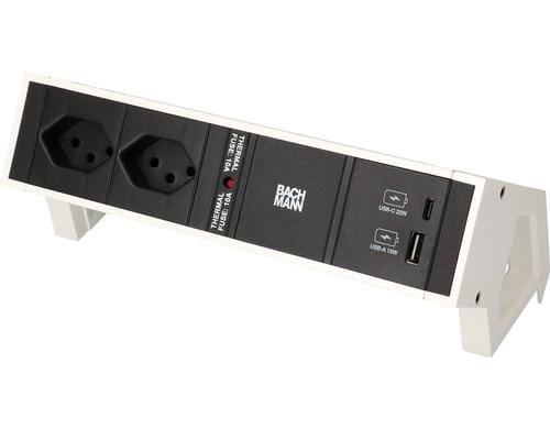 Bachmann Steckdosenleiste DESK 2, 2xT13 1xUSB A/C, weiss