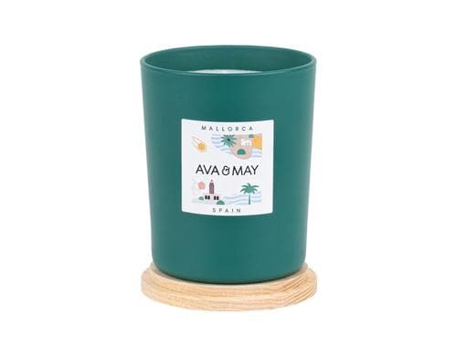 AVA & MAY Duftkerze Mallorca, 180 gr 8x8x10 cm, 100% Sojawachs, 40h Brenndauer