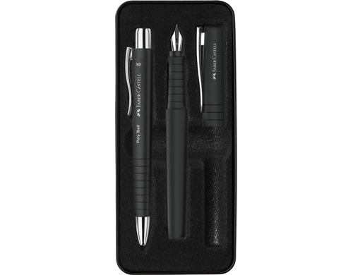 Faber-Castell Geschenkset Poly Ball schwarz 1 Füllfederhalter, 1 Kugelschreiber