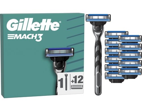 Gillette Mach3 Rasierapparat 12er 12er + Handstück