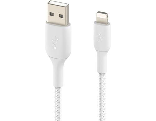 Belkin BOOST CHARGE USB-A-Lightning 3m ummantelt, weiss