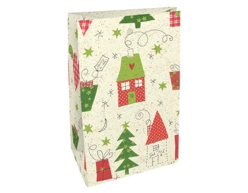 B+C Geschenktüte Grasp. Bullerbü rot-grün, 9x14.5x6cm 4er Set