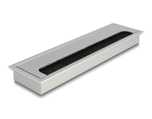 Delock Kabeldurchführung für Tischeinbau mit Bürste 280x80x28mm, silber