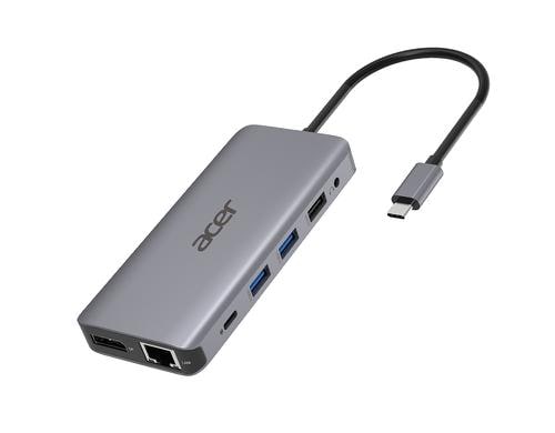 Acer Dockingstation USB-C,12-in-1, silver USB, HDMI, DP, SD+TF-Slots, Audio, RJ45