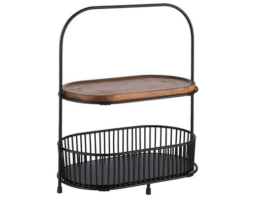 APS Etagere 2-stufig, 5-teilig Akazienholz, Metall