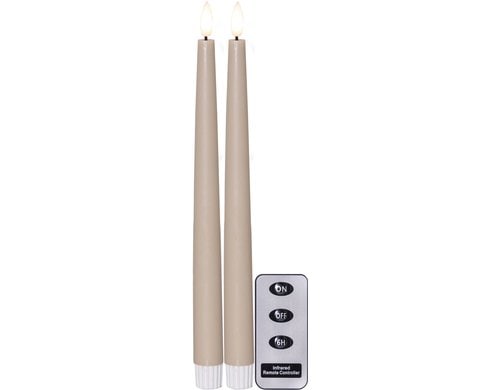 Star Trading LED Dinner Kerze 2 Pack Slim Indoor, Beige, 28.5cm Höhe, Timerfunktion