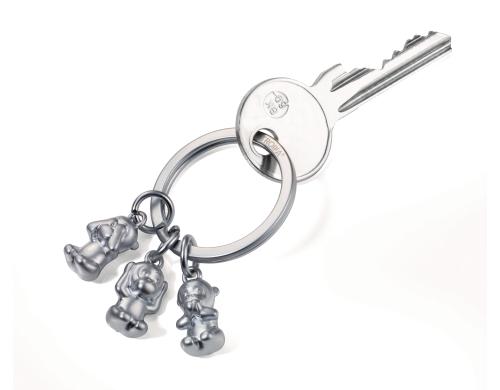 TROIKA THREE MONKEYS Schlüsselanhänger matt silber