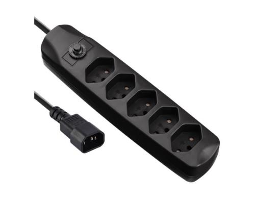 F.power Steckdosenleiste 5xT13/C14 2.0m sw 230V, schwarz,H05VV-F 3G1.00, ohne Schalter