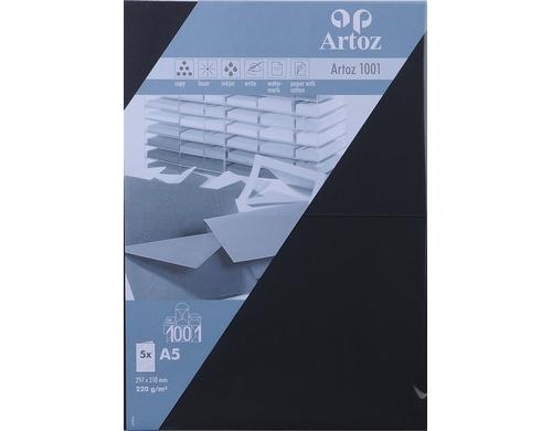 Artoz Blankokarte 1001 A5 220gm2 Schwarz, 5 Blatt