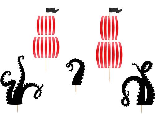 Partydeco Caketopper Piraten 13.5-21cm, 5 Stück