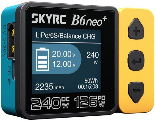 SkyRC B6neo+ Ladegerät gelb/blau LiPo 1-6s 10A 200W