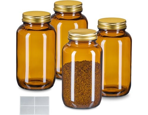 relaxdays Gewürzgläser 4er Set 400ml