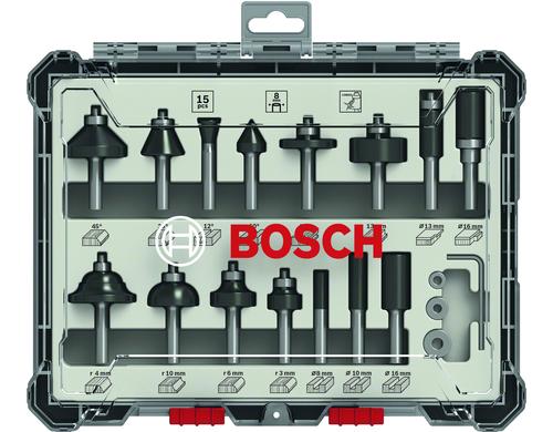 Bosch Professional Fräser-Set 15 Teilig, 8-mm-Schaft