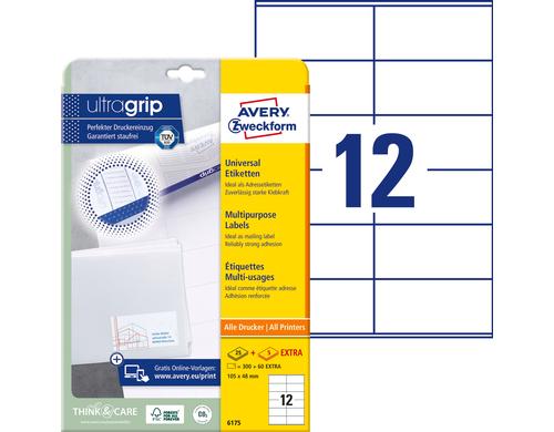 Avery Zweckform Etik. 105x48mm Inhalt: 360 Etik. / 30 Blatt