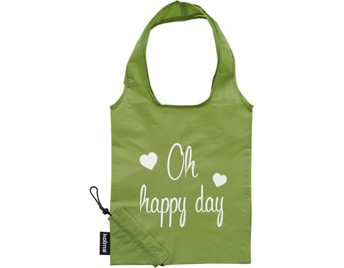 Einkaufstasche RPET Oh happy day olivgrün