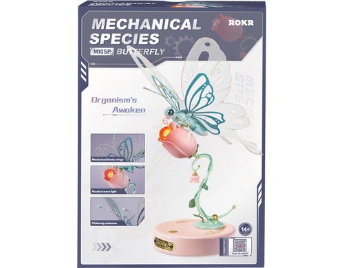 ROKR Mechanischer Blauer Schmetterling Mechanisches Modell mit LED-Effekten