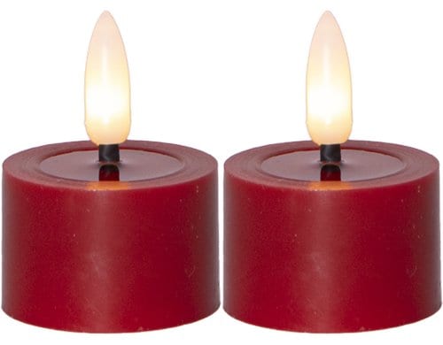 Star Trading LED Teelicht 2 Pack Flow Indoor, Rot, 5cm  Höhe, Timerfunktion