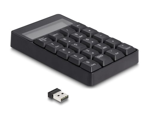 Delock 2 in 1 USB-A Nummernblock Kabellos Taschenrechner funktion 2.4GHz, schwarz