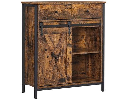 Vasagle Kommode mit Schiebetür Industrial 70x30x80 cm, Spanplatte, Stahl