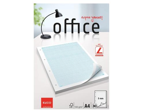 Elco Ringbuchblöcke A4, 5 mm kariert 4xgelocht, 80 Blatt 100 gm2