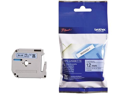 Brother P-touch Farbband M-K531, M-Band nicht laminiert,schwarz auf blau, 12mm, 8m