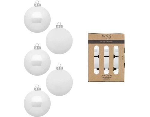 H&J Weihnachtskugel Pure White, 24 stück Glas, D: 3 cm