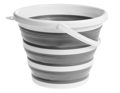 KOOR faltbarer Eimer 10L Plastik / Silikon, grau - weiss