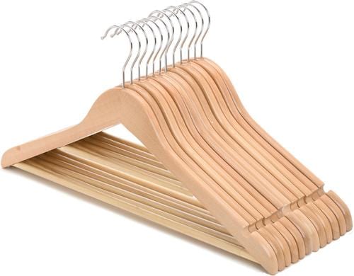 COCON Kleiderbügel 10er Pack Holz, 44.5x1.2x23cm