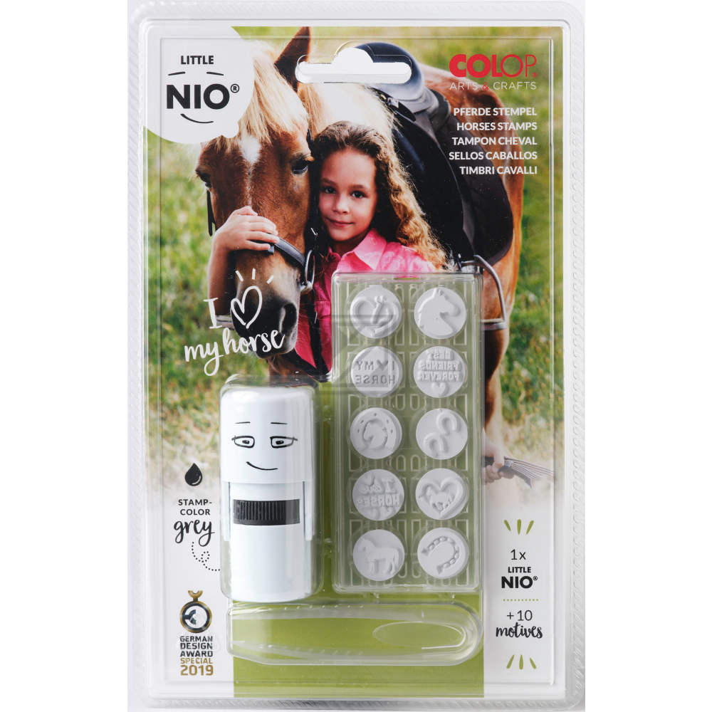 COLOP Little NIO® Pferde 10 versch. Stempelplatte + Stempelkissen