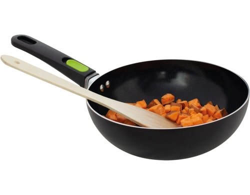 Wok Pfanne Keramik, 24x7,5cm Schwarz/Schwarz