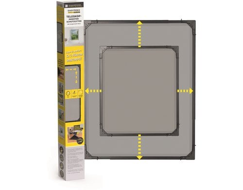EASYmaxx Teleskop Insektenschutzgitter Sw. Moskitonetz, 73-120 x 83-140cm, Anthrazit