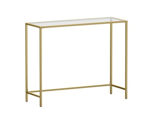 Vasagle Konsolentisch Gold, Metall, Glas 100x35x80 cm (LxBxH),Traglast 30 kg