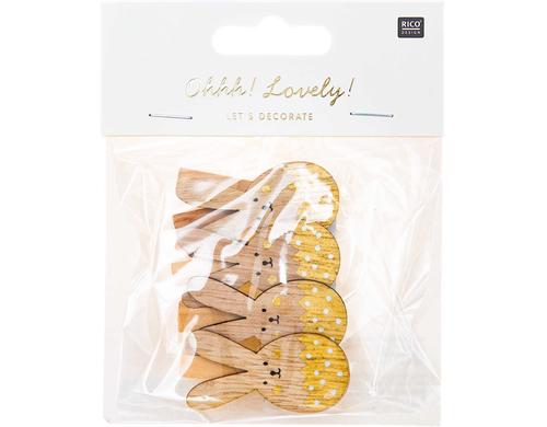 Rico Design Dekoklammer Osterhase gold, 4 Stück
