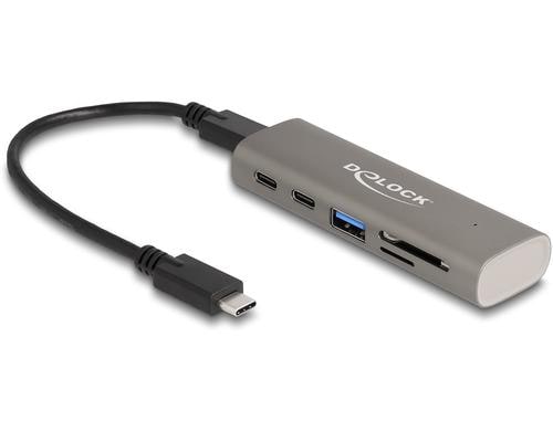 Delock 3 Port USB 10 Gbps Hub ink. SD und Micro SD Card Reader mit USB Type-C