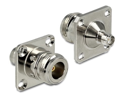 Delock Adapter N Bu > SMA Bu zum Einbau 50 Ohm Messing vernickelt, zum Einbau