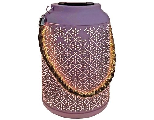 Dameco LED Solar Laterne rosa H:25.5cm inkl. LED warmweiss, solar panel