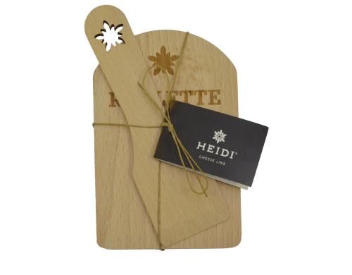 Heidi Cheese Line Raclette-Set Brettchen mit Spachtel, Design Edelweiss