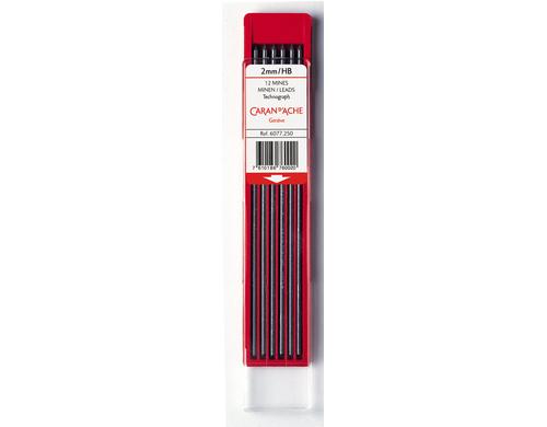 Caran d`Ache Technograph Mine fürs Fixpencil, HB, 2mm, 12 Stück