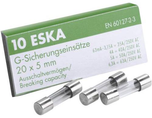 ESKA Feinsicherungen 5x20 FST 8A Glasrohr, 10 Stück