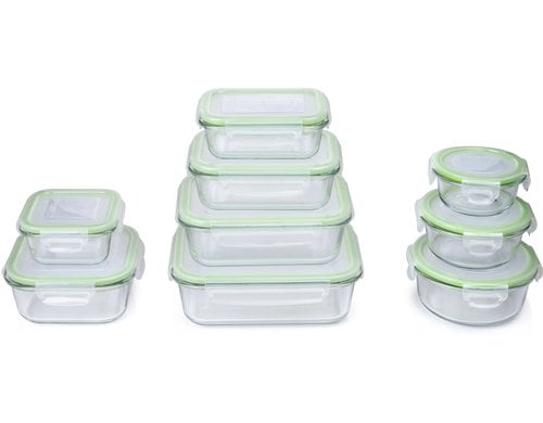 Alpina Vorratsdosen aus Glas,9 Stk m.Deckel 370/640/1050/1520/210/400/650/320/800ml
