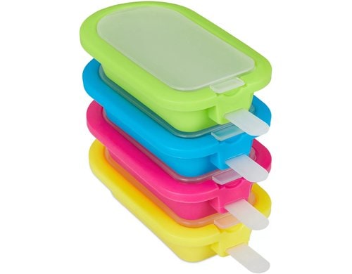 relaxdays Eisformen aus Silikon 4 Stk 2.5 x 6.5 x 14 cm, Stiellänge 12cm