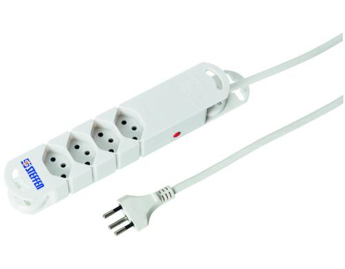 STEFFEN Steckerleiste STEBA VARIABL, 4xT13 5m Kabel, weiss, Reset-Knopf, mit Magnet