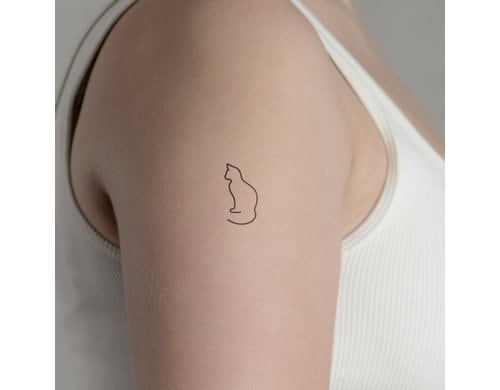 minink Tattoo Katzen minimalistisch Grösse: S (1.6 cm x 3.0 cm)