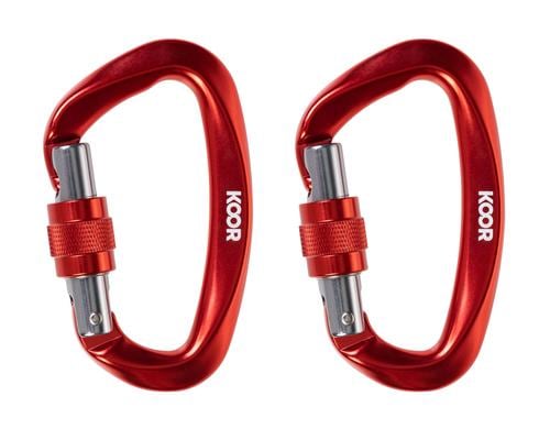 KOOR Karabiner 25kN rot/blau 2 Stk. Aluminium, 100x60mm mit Gewinde