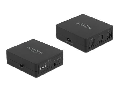 Delock S/PDIF Toslink Switch 3 In 1 Out mit IR-Fernbedienung & USB Stromversorgung