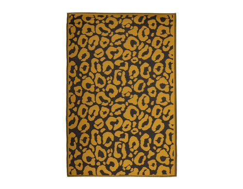 Esschert Design Outdoor Teppich Leopard PP, Schwarz-Gelb, 150x242.5x0.8 cm (LxBxH)