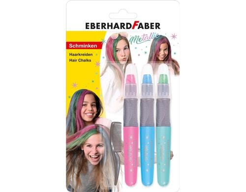 Eberhard F. Haarkreide Set Metallic 3 Haarkreiden + 1 kleiner Kamm