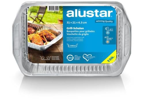 Alustar Grillschale mit Griff 5 Stück 31 x 21 cm