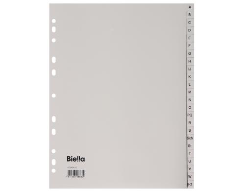 Biella Register Polypropylen A4 A-Z, 4Loch grau, überbreit für Zeigetaschen, mit Index